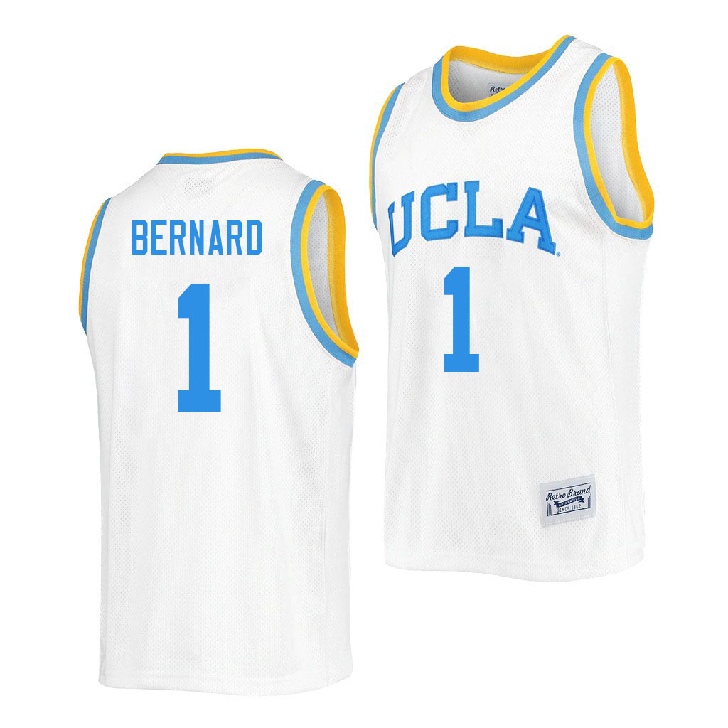 Men #1 Jules Bernard UCLA Bruins College Jerseys Sale-Retro White - Click Image to Close